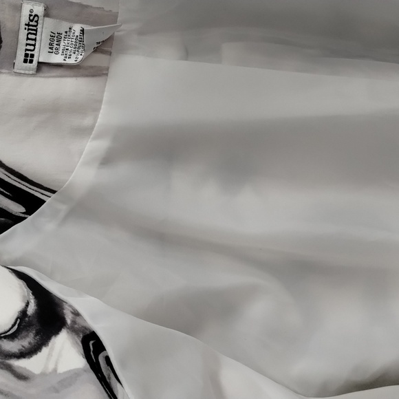 Units blazer statement jacket full zip size large black white gray pleated back - Picture 7 of 8